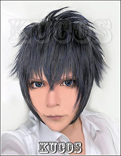 LanTing Cosplay Perücke Final Fantasy XV,FF15 Noctis Lucis Caelum Black Blue Mix Perücke Corta Cosplay Party Fashion Anime Human Costume Full wigs Synthetic Haar Heat Resistant Fiber