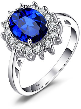 JewelryPalace Prinzessin Diana Kate Middleton 3.2ct Erstellt Saphir Ringe, Verlobungsring Eheringe Promise Verlobung Ring Silber 925 Damen, Silberringe Antragsring Ringe, Damen Schmuck 62