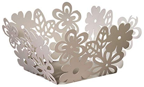 Centro de mesa Bandeja panera de Metal perforado cm. 23 x 23 x 12