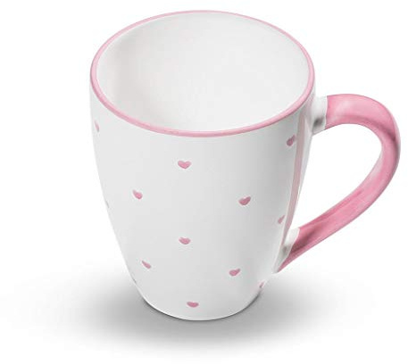 GMUNDNER KERAMIK Frühstücksbecher Max Füllmenge : 0.3 Liter Herzerl Rosa Geschirr, handgemacht in Österreich
