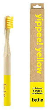f.e.t.e | Yippee! Yellow Children's Bamboo Toothbrush | Biodegradable & Compostable Handle | Recyclable Soft Bristles | Sustainable | Vegan