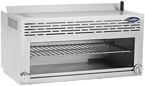 Atosa CookRite ATCM-36 36” Heavy-Duty Cheese Melter Salamander Broiler with Dual Valve Control for Grill Steak Diner | Stainless Steel, 2 Burner 43,500 BTU, Natural Gas (NG) (Includes: Wall Mount Kit)