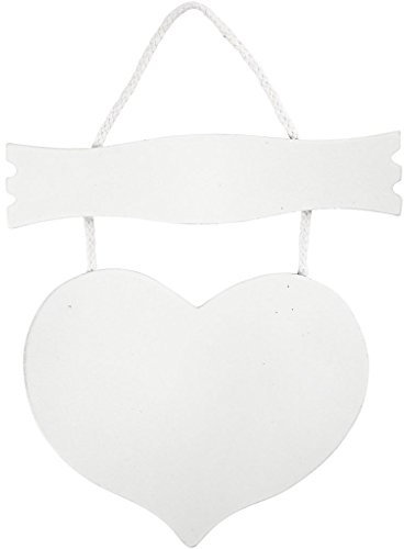 greehome Willkommen Türschild Herz aus Holz zum selbst gestalten Gravur Namensschild DIY Holzscheibe (weiß)