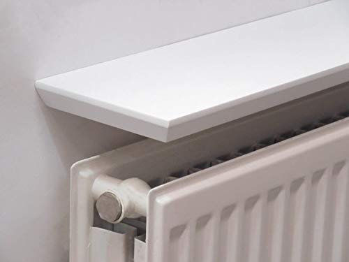 White Beveled Radiator Shelf 24x6x 1inc THICK 60x15x2.5cm | Energy Saver | No Drilling |