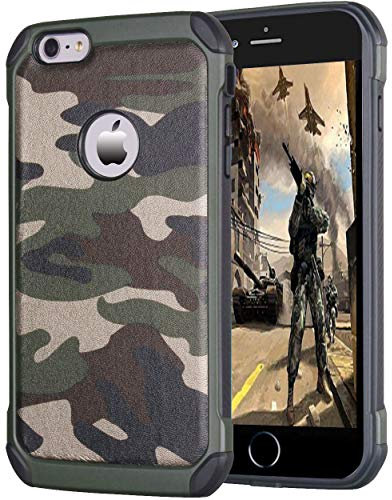leobray for iPhone 6 Plus/6s Plus case,Heavy Duty Protective Bumper Shockproof Armor Ultra Hybrid Rugged Camouflage Case for iPhone 6 Plus/6s Plus-Camo Green