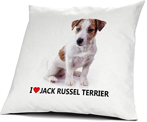 printplanet® Kopfkissen Jack Russell Terrier, Kissen mit Füllung I Love Jack Russell Terrier, 40 cm, 100% Baumwolle