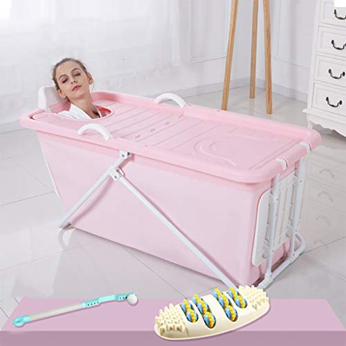 JIAJU Bañera para Adultos Portátil Bañera Plegable Barril Bandeja de Ducha Plegable Hogar Tina Grande Plástico Bebé Piscina Bañera Tina Niños Gran bañera Plegable Adulto (Color : Rosado)