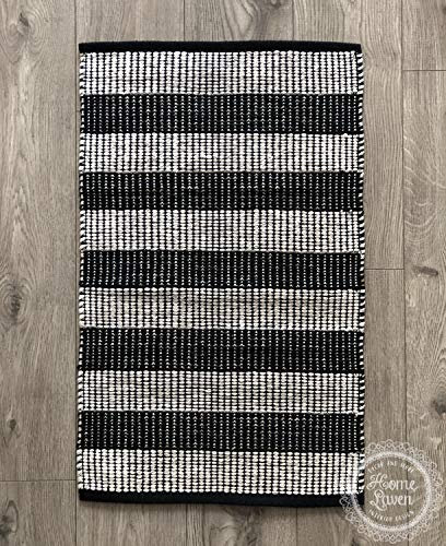 Uno Casa Teppich Vorleger Läufer 'GUIA 4' 50 x 84 cm creme schwarz Baumwolle Boho Ethno