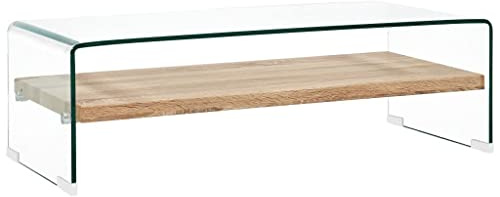 vidaXL Mesa Baja Clara, 98 x 45 x 31 cm, Cristal Templado