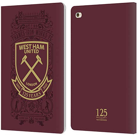Head Case Designs Licenciado Oficialmente West Ham United FC Thames Iron Works FC 2 125 Año Aniversario Carcasa de Cuero Tipo Libro Compatible con Apple iPad Mini 4