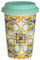 BARONI Tazza da Viaggio Cappuccino in Ceramica Ortigia con Tappo in Silicone Verde Acqua 10x10x14 cm