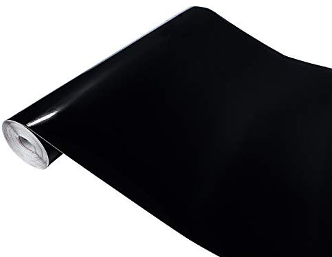DecoMeister Klebefolie Möbel 67,5x200 cm | Selbstklebende Möbelfolie in glänzend und matt - PVC Folie für Möbel | Selbstklebende Folie für schnelle Umgestaltung und Renovierung | Schwarz Glanz