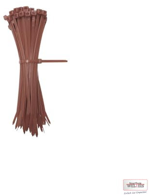 Kabelbinder Braun 100 Stück, 140 mm x 3,6 mm mit 18 kg Zugfestigkeit aus Nylon 66, permanent schließend WeltiesSmartTools