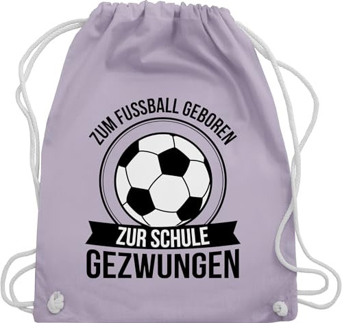 Turnbeutel Rucksack - Schulanfang & Einschulung Geschenk - Zum Fußball geboren zur Schule gezwungen - schwarz - Unisize - Pastell Lila - sport beuteltasche maedchen erster schultag sportbeutel