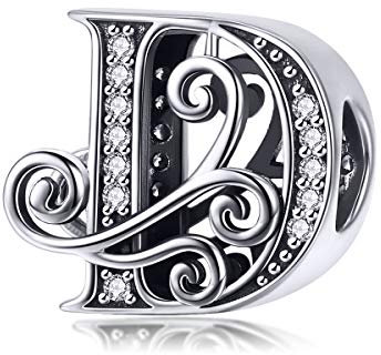 TIZU Buchstaben D Charms 925 Sterling Silber Damen&Mädchen Alphabet Charm Anhänger für Europäische Armbänder
