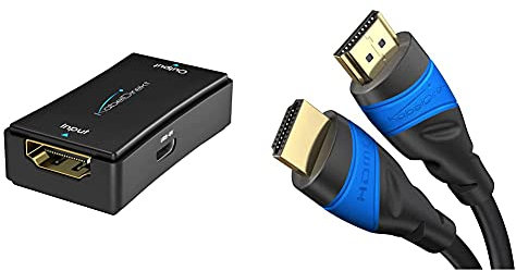 KabelDirekt HDMI 2.0 active repeater/signal amplifier & 4K HDMI Cable & HDMI Cord with Full Metal Connectors - 0.5m - UK Version - Supports all features (4K@60HZ UltraHD 3D,1080p FullHD,ARC)