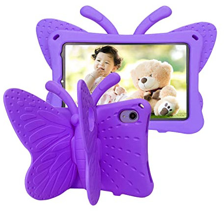 Tading iPad Mini 6 7 Case Kids Cute Butterfly, Shockproof Light Weight EVA Foam Super Protection Stand Cover for iPad Mini 6th 7th Generation 8.3 Tablet for Girls - Purple