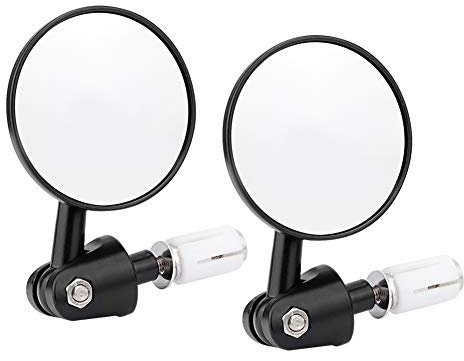 Motorrad Spiegel, Universal Rückspiegel Lenkerendenspiegel Motorradspiegel Lenker Rückspiegelhalterung Set Faltbarer Runder Blendschutz Street Bike Scooter Cruiser Moped Motorroller Roller Schwarz