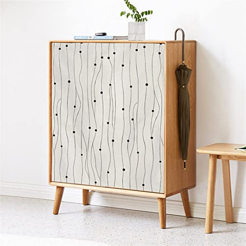 LIVEINU Schrankvorhänge für Küche, Kleiderschrank, Badezimmer, Staubdichter Vorhang für Regale, Wandpaneele, hängende Tür, Japanische Noren, Klettverschluss 60cm B x 65cm H Beige Punkt
