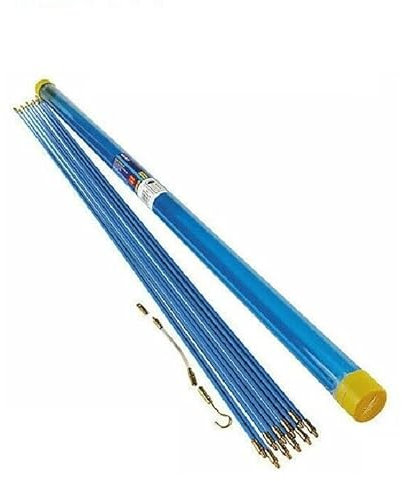 FCP121 10M Cable Access Kit 1M X 10 Electricians Puller Rods Wires Draw Push Pulling, Blue