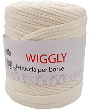 filati italiani fettuccia per borse Wiggly colori moda, ideale per uncinetto per creare runner, tappeti, borse e molto altro (panna - 888)