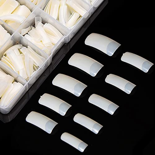 500 Pièces Capsules Faux Ongles French Acrylique tips, 10 tailles Naturel Professionnel pour Art Artificielle, avec Boîte