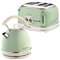 Ariete ARPK40 Retro Style Dome Kettle and 4 Slice Toaster Set, Vintage Design, Green, Stainless Steel