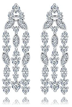 Ohrringe Mädchen Weißes Gold, Zirkonia Ohrstecker Quaste Ohrringe Kupfer 12x37mm Geschenk Geburtstag Frau