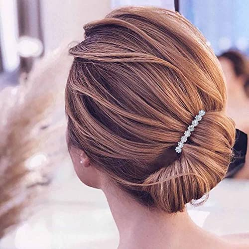 Aneneiceera Braut Hochzeit Kristall Haar Kamm Clip Silber Haar Seite Kämme Blume Haar Kamm Strass Kopfbedeckungen Braut Haar Stück Brautjungfer Haar Zubehör Für Frauen Und Mädchen (Silber)