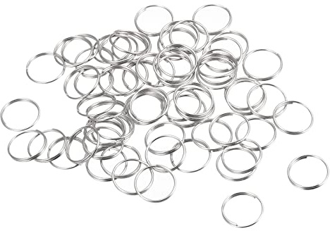 sourcing map 120 Stück Doppelte Rundringe 12mm kleine runde Schlüsselring für Schmuck, Halsketten, Armbänder, Ohrringe, Basteln Silberton