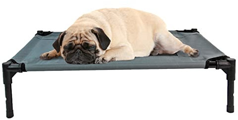 Easipet Elevated Dog Bed Grey Oxford 600D Mesh Pet Cot with Steel Frame, Indoor Outdoor Use, Medium 76 x 61 x 18cm