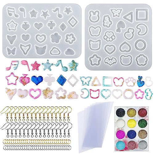Attuslla Ohrring Resin Silikonform, Shaker Silikonform DIY Treibsand Gießformen Schmuck mit Glitter für DIY Schmuck Anhänger Halskette Ornament
