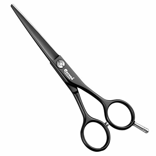 Cerena Nero Friseurschere 6 (15,5 cm) – Extra scharfe Haarschneideschere aus rostfreiem Edelstahl und schwarzer Teflon-Beschichtung – Profi Haarschere Solingen
