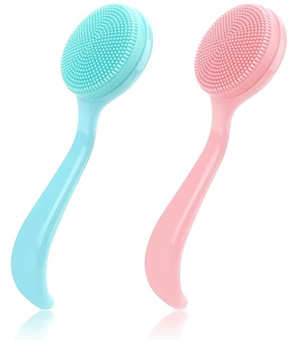 2pcs Brosse Visage Silicone, Brosse Nettoyante Visage Manuelle Peau Brosse Silicone Étanche Nettoyage Visage Épurateur Réutilisable pour Femme Maquillage Résidus Enlèvement