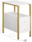 HOOBRO Side Table, Narrow Bedside Table with Charging Station, USB Ports and Power Outlets, Slim Side Table for Small Spaces, 2 Drawers, Industrial Nightstand, White and Gold EDW548KBZ01G1