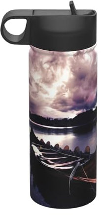 QQLADY 18oz Travel Coffee Mug Vikings Boat Insulated Tumbler with Lid And Straws Reusable Stainless Steel Water Bottle Travel Coffee Cups Tumbler For Women Men