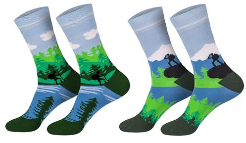 Damen Jungen Mädchen Socken (2 Paar) witzig bunt 42-47 Gipfelstürmer