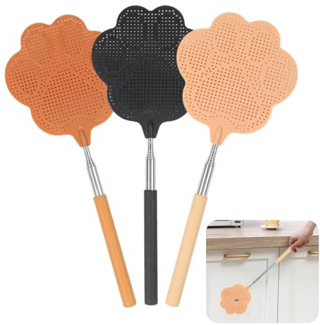 KASESSS 3 Stück Fliegenklatsch Ausziehbar, Manuelle Fly Swatter mit Griff aus Edelstahl, Bärentatze Fliegenklatsch Insektenklatsche für Verwendet, Wespen, Mücken und Andere Insekten Abzuwehren