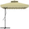 Outsunny Parasol, 243 x 243 cm Parasol de balcon avec protection UV, parasol ampli avec double toit, pied en croix, parasol de terrasse avec volants, 4 baleines, pour le jardin, métal, beige