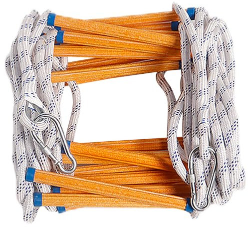 Fire Escape Ladder, Rope Ladder with Carabiner 10ft Nylon Fire Escape Ladder Non-slip Fire Ladder Heavy Duty Emergency Ladder for Climbing Training Rescue