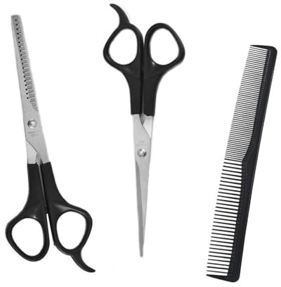 Aiweijia Barbier-Set mit Schere und Haarkamm für Friseure Professionelles Haarschneide- und Kamm-Set, Ausdünnende Schere aus Edelstahl,Professionelle Salons Haarschere Set