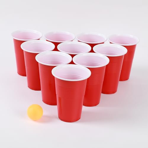 I-TOTAL® - Ensemble de bière Pong, Verres et balles pour Jeu de compétences et Coordination, 20 Verres et Boules dans la boîte