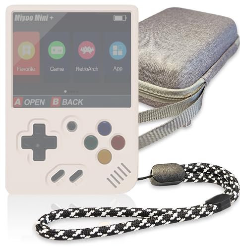 XEGIMOR Hard Carrying Case and Silicone Cover Cse for Miyoo Mini Plus Retro Handheld Game Console, Protective Holder for Miyoo Mini Plus Gaming Console Accessories (Case only) (Grey)