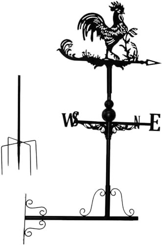 Girouette coq en fonte métallique pour jardin, girouette, vitesse du vent, indicateur de direction