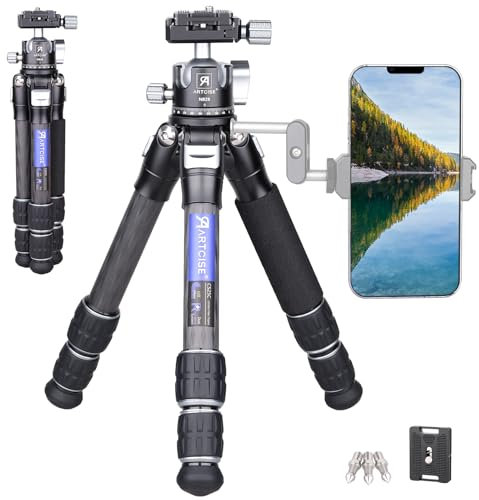 ARTCISE Mini Carbon Fibre Tripod for Camera, CS25C: Lightweight, Compact, Portable with 360° Ball Head, Max Load 10KG