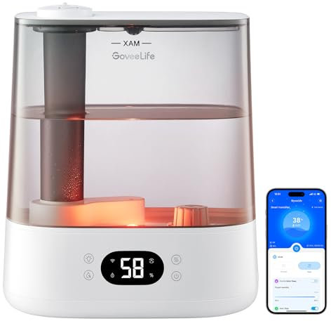 GoveeLife - Smart Humidifiers for Bedroom, 6L Cool Mist Top Fill for Large Room, Humidity Sensor, Auto Mode, Scheduling, Quiet Operation