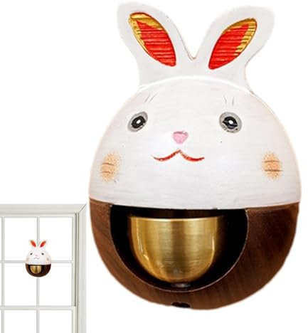 Door Chime - Elegant Ring Doorbell, Japanese Style Doorbell Chime | Cute Wooden Rabbit-Shaped Doorbell Ringer, Charming Magnetic Door Knocker, Vintage Entrance Ornament for Home Decoration