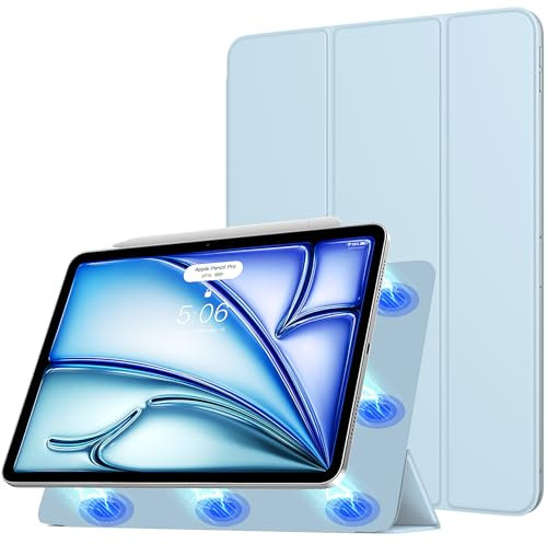 TiMOVO Funda para iPad Air 11 Pulgadas (M3/M2-2025/2024), iPad Air 5ª/4ª Generación (2022/2020) 10.9 Pulgadas, Cubierta Magnética Fuerte con Soporte del Tríptico, Auto Estela/Sueño, Azul Cielo