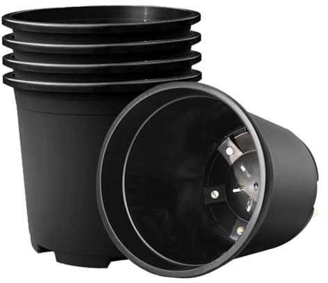 5 PCS Nursery Pots for Plants Sturdy 3 Gallon Nursery Pots with Drainage Holes Plastic Nursery Pots Planter Nursery Pots Multipurpose Nursery Pots for Garden Porch Black Outside Garden Supplies