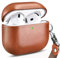 Custodia in Pelle per AirPods 4 2024, ICARER Premium Custodia Protettiva Antiurto Vera Pelle con Cordino per AirPods 4 Auricolari Custodia di Ricarica (LED visibile) Caricabatterie Wireless-Marrone